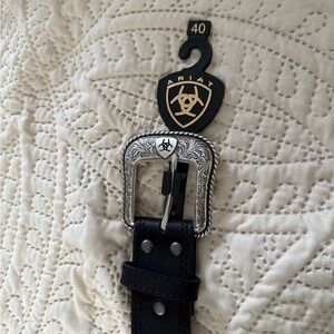 Ariat Dark Leather Belt with Gold Accents